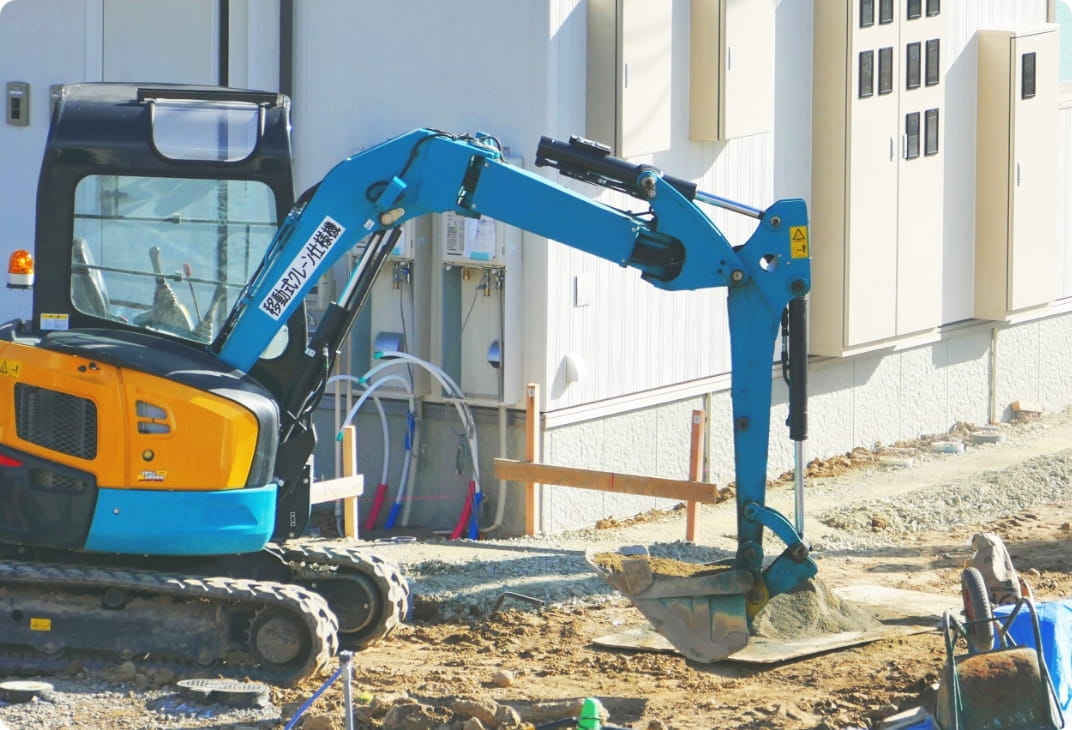 土木工事をしているショベルカー